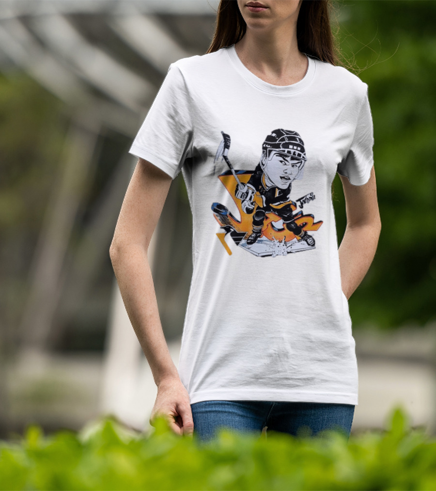 Jaromir Jagr Animated Pittsburgh Penguins Hockey Stick Action T-Shirt