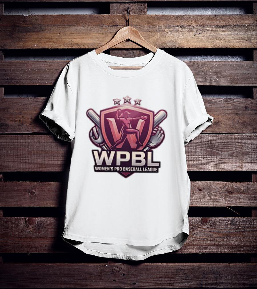 WPBL Women's Pro Baseball League Baseball Emblem With Stars And Bats T-Shirt