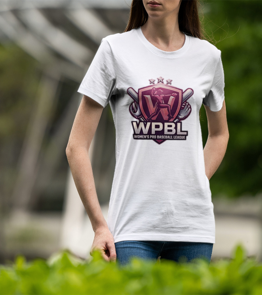 WPBL Women's Pro Baseball League Baseball Emblem With Stars And Bats T-Shirt