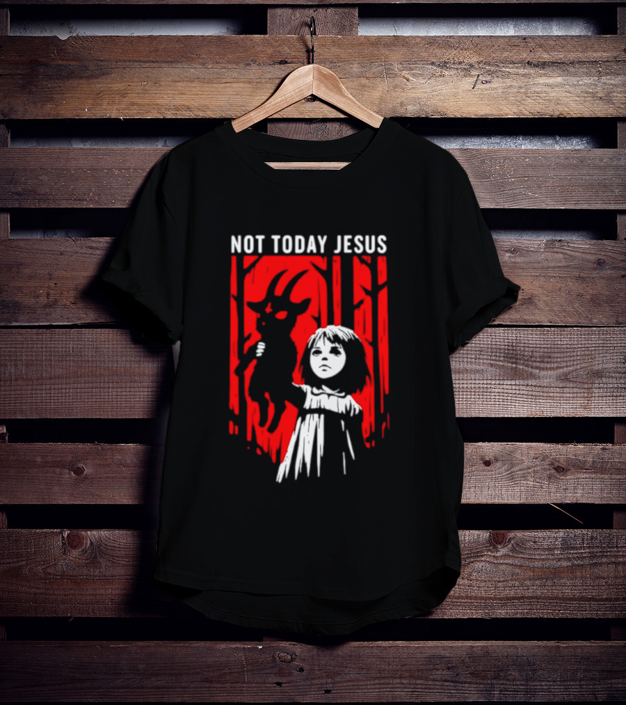Not Today Jesus Baphomet Occult Girl Goth Dark Aesthetic Horror T-Shirt