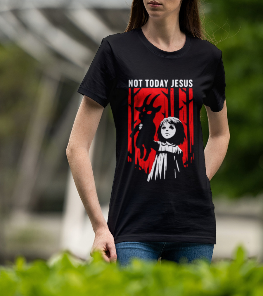 Not Today Jesus Baphomet Occult Girl Goth Dark Aesthetic Horror T-Shirt