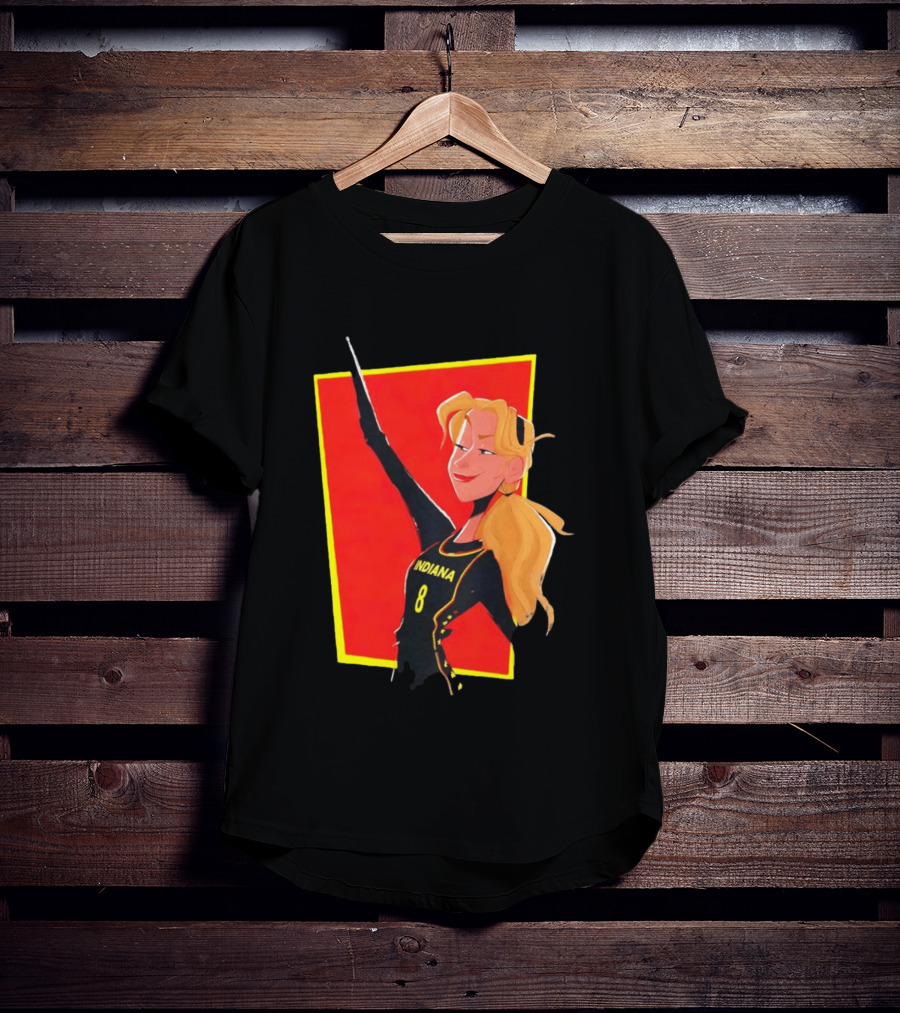 Indiana Blonde Number 8 Pointing In Black And Yellow Sports Uniform T-Shirt