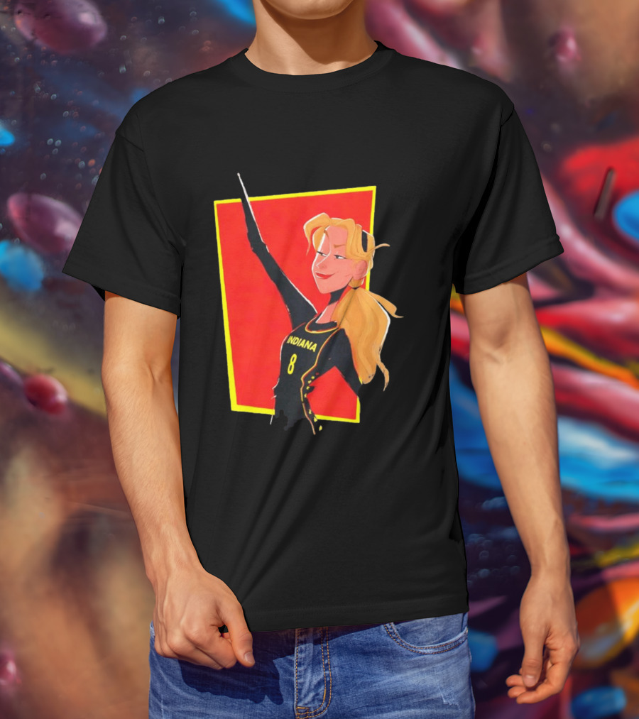 Indiana Blonde Number 8 Pointing In Black And Yellow Sports Uniform T-Shirt