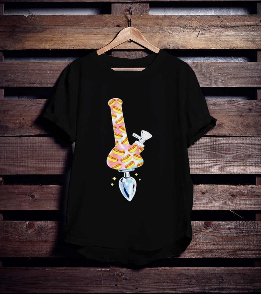 Hotdog Patterned Bong Buttplug T-Shirt