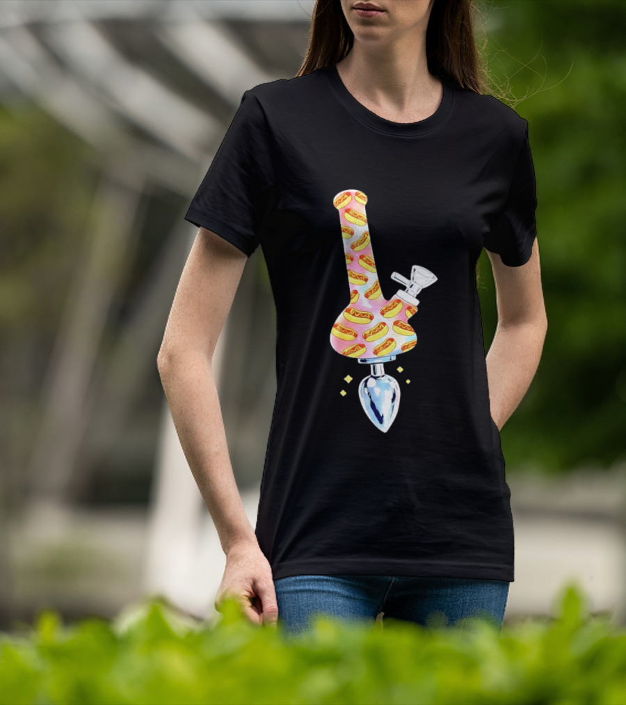 Hotdog Patterned Bong Buttplug T-Shirt