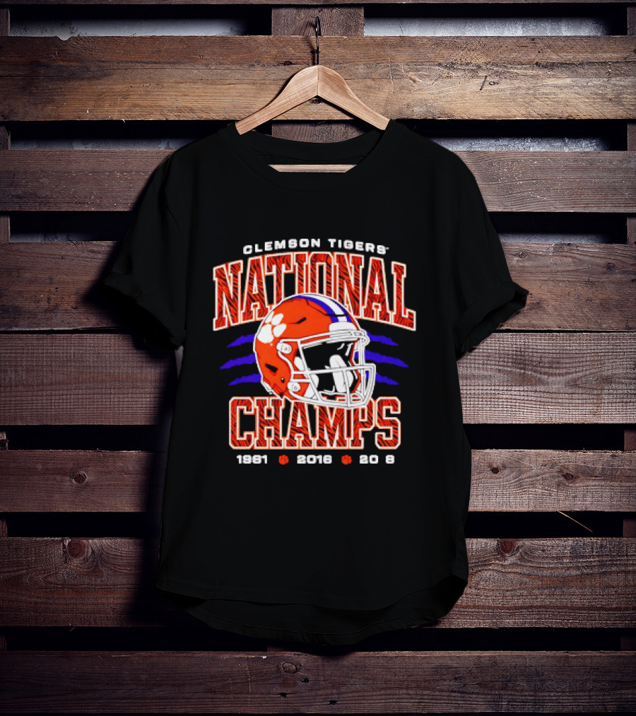 Clemson Tigers National Champs 1981 2016 2018 Football Helmet T-Shirt