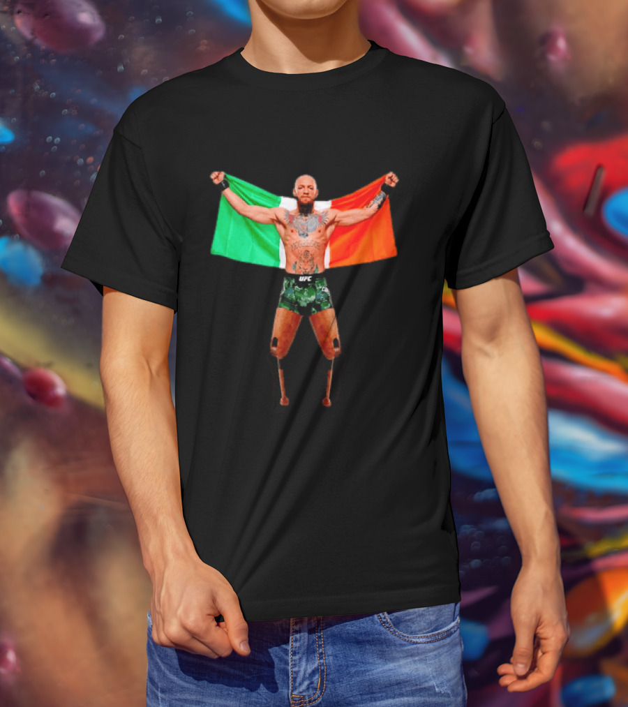 Conor McGregor UFC Prosthetic Leg Irish Flag Celebration T-Shirt