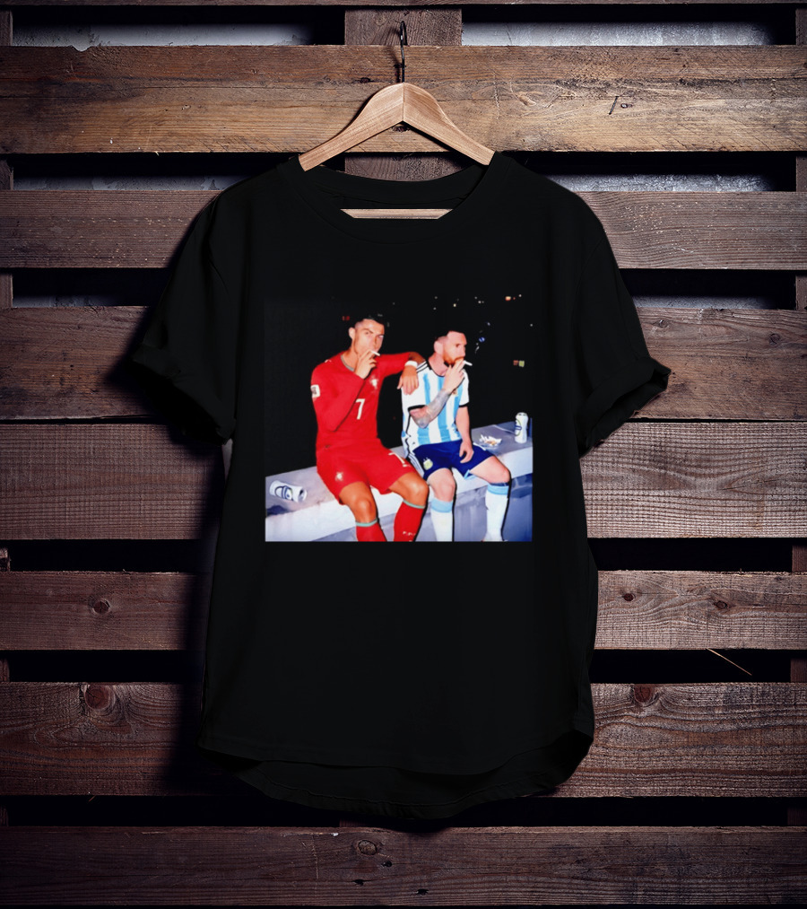 Cristiano Ronaldo Lionel Messi Smoking National Legends T-Shirt