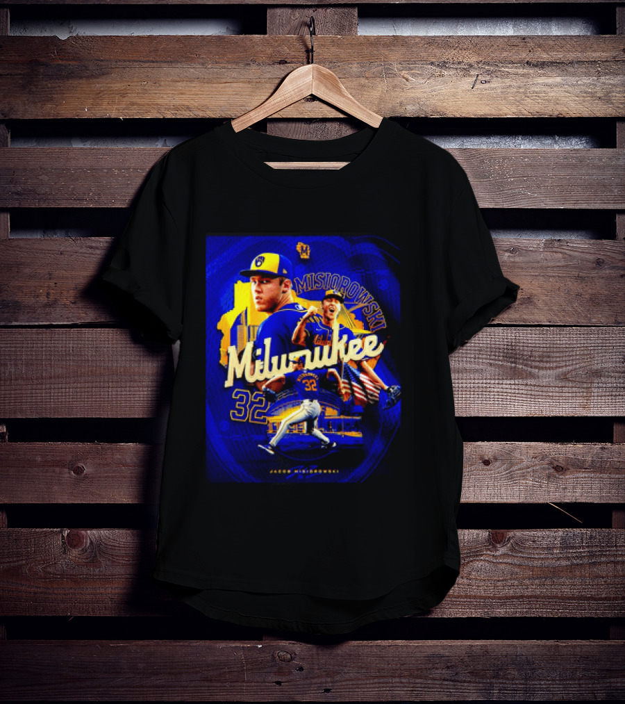 Jacob Misiorowski Milwaukee Brewers Number 32 Baseball Pitcher Milwaukee Skyline T-Shirt