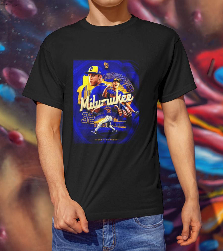 Jacob Misiorowski Milwaukee Brewers Number 32 Baseball Pitcher Milwaukee Skyline T-Shirt