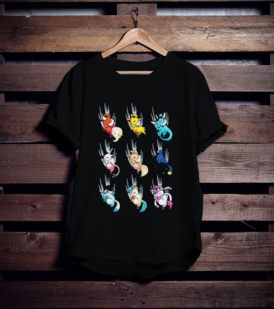 Eevee Eeveelution Team Falling Down Pikachu Evolution T-Shirt