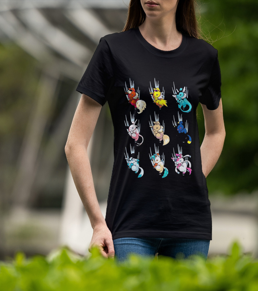 Eevee Eeveelution Team Falling Down Pikachu Evolution T-Shirt