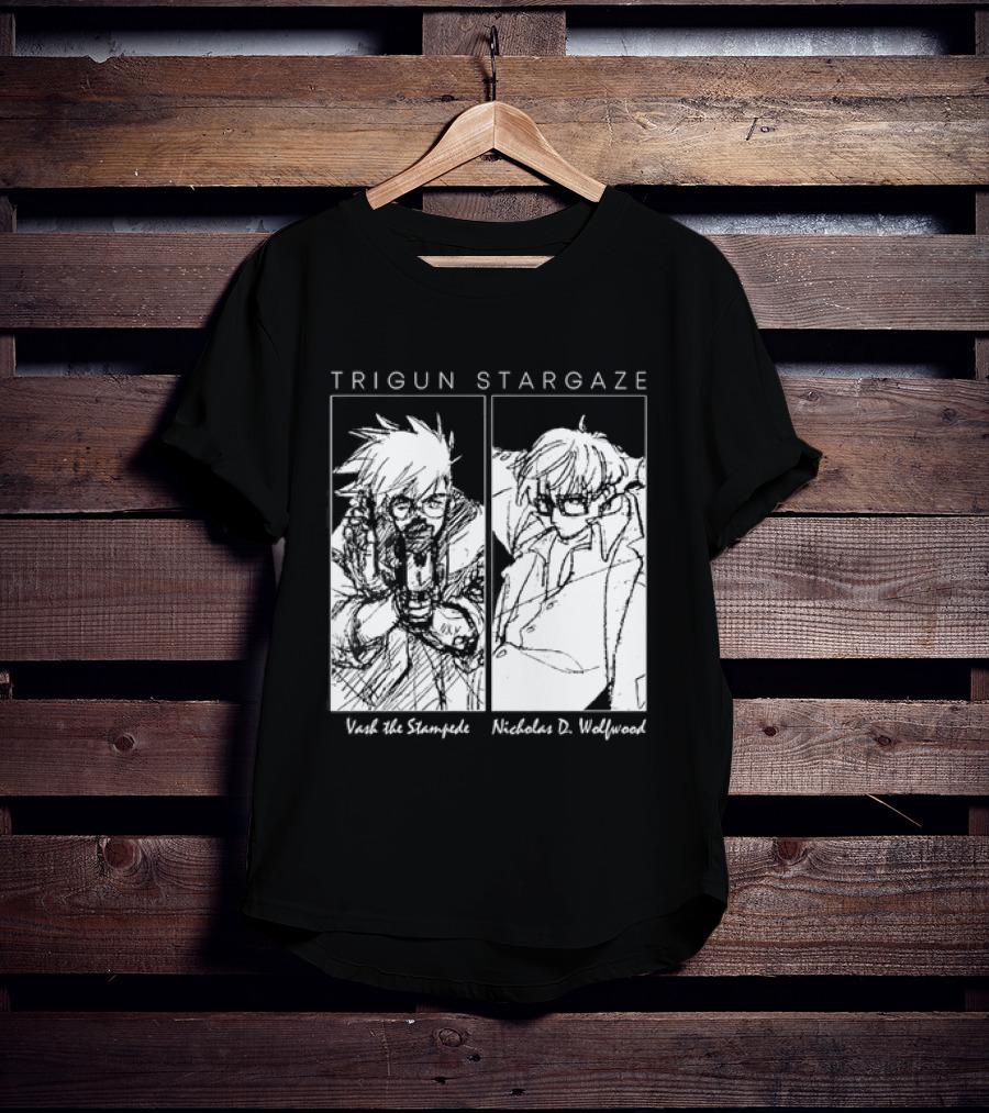 Trigun Stargaze Vash The Stampede Nicholas D. Wolfwood Manga T-Shirt