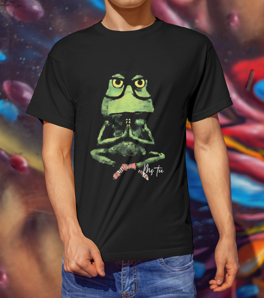 Frog Wearing Glasses Striped Socks Meditating Ms T-Shirt