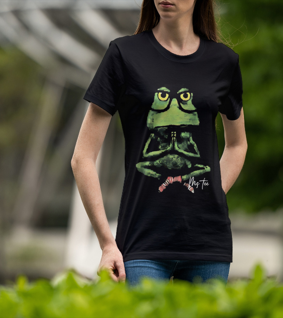 Frog Wearing Glasses Striped Socks Meditating Ms T-Shirt