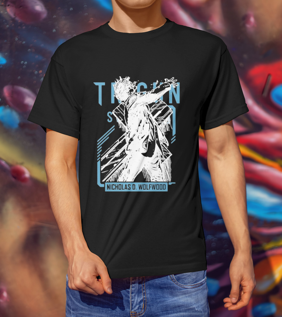 Trigun Stampede Nicholas D Wolfwood Cross Sketch T-Shirt