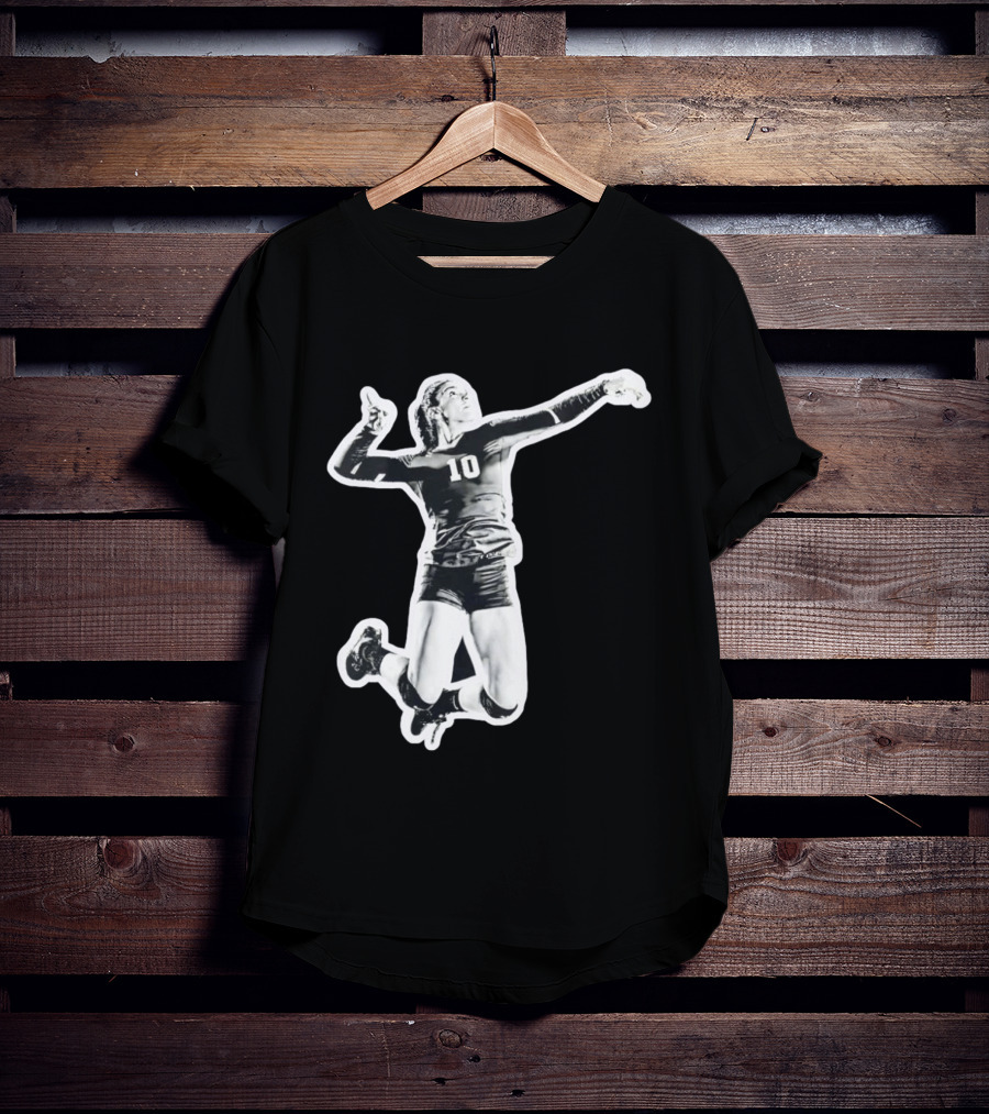 Volleyball Number 10 Athlete In Mid Air Motion T-Shirt