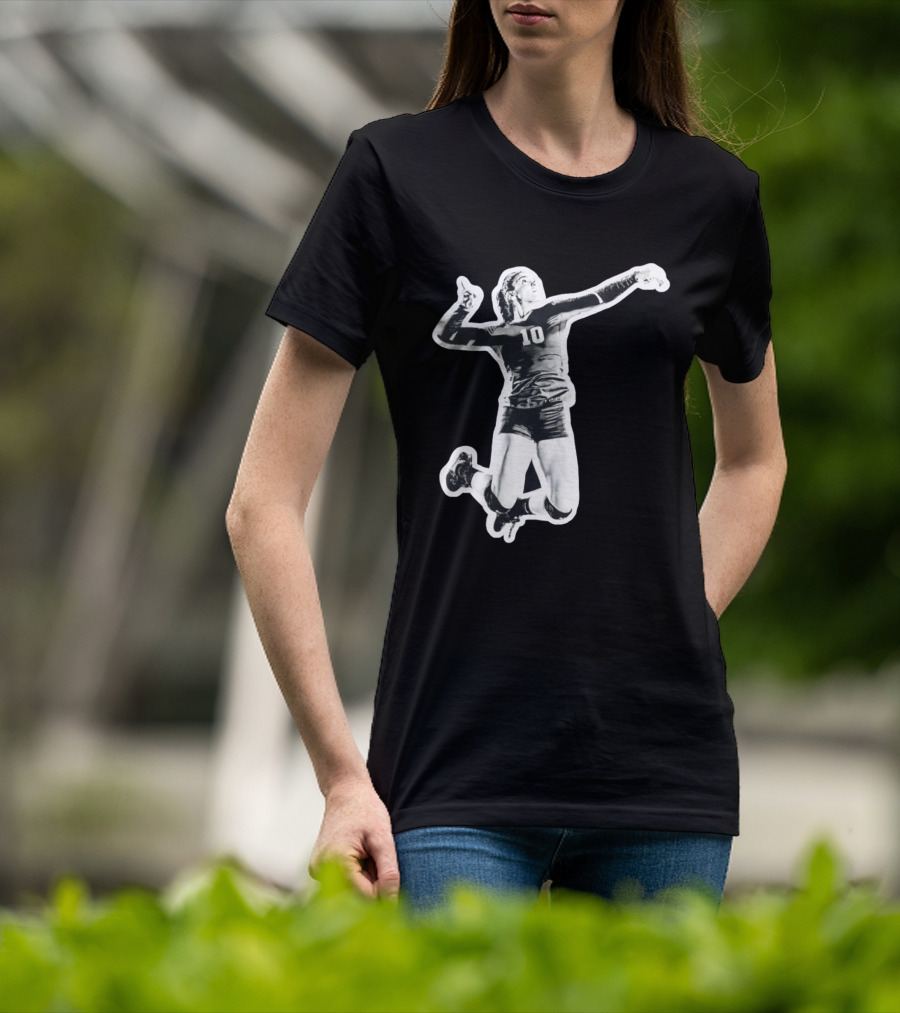 Volleyball Number 10 Athlete In Mid Air Motion T-Shirt