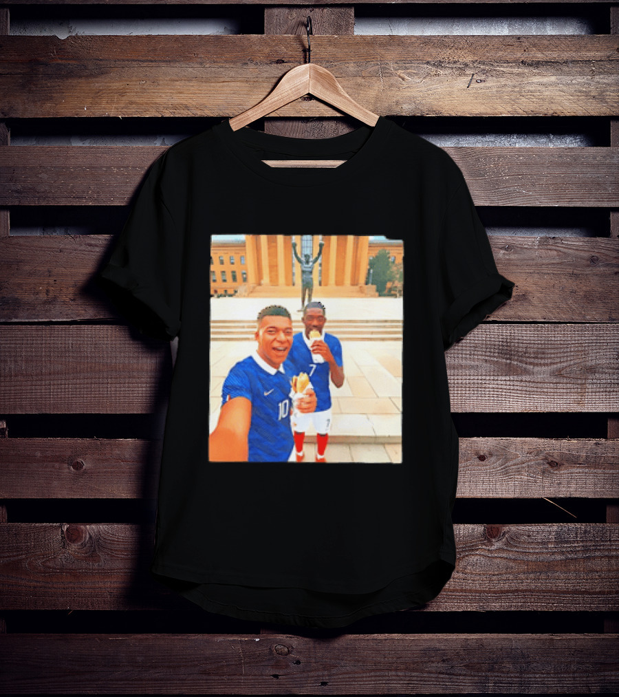Ousmane Dembele Kylian Mbappe Philadelphia Museum Iconic Pose T-Shirt
