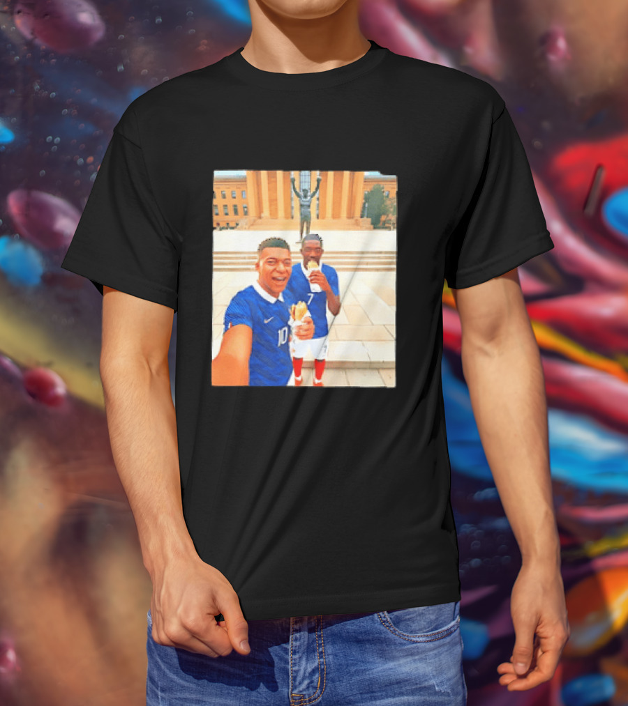 Ousmane Dembele Kylian Mbappe Philadelphia Museum Iconic Pose T-Shirt