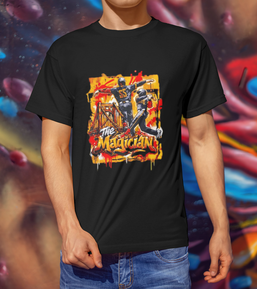 Pittsburgh Pirates The Magician Number 55 Baseball Player Art With Bridge T-Shirt