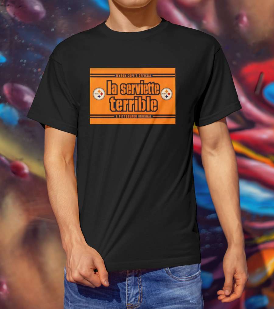 Myron Cope's Official La Serviette Terrible A Pittsburgh Original Steelers T-Shirt