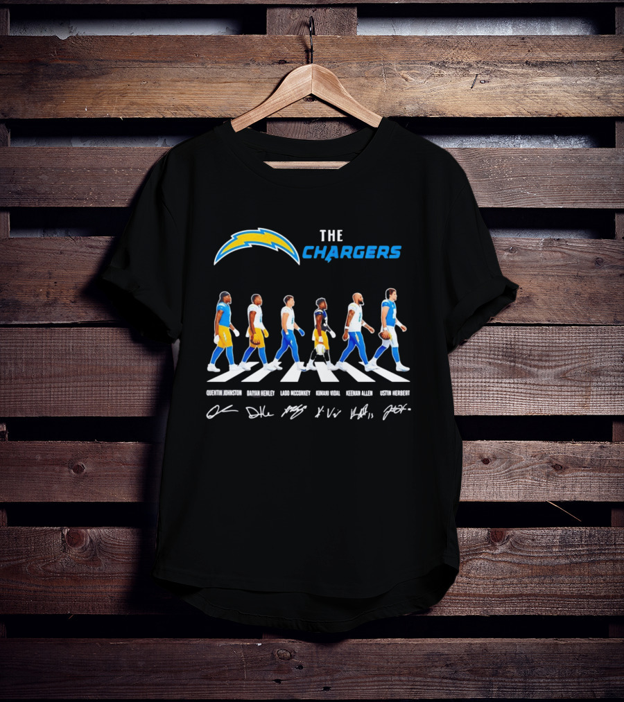 The Chargers Quentin Johnston Daiyan Henley Ladd McConkey Kimani Vidal Keenan Allen Justin Herbert Abbey Road T-Shirt