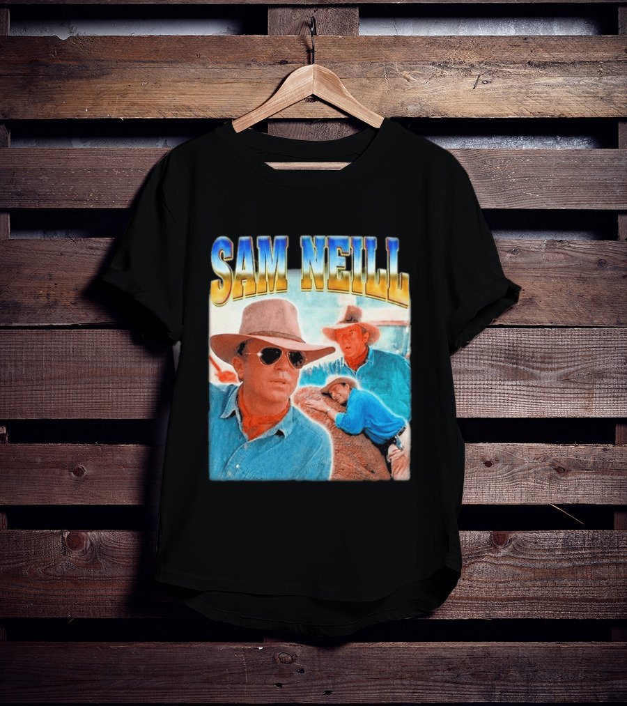 Sam Neill Cowboy Style Hat Sunglasses Denim Vintage Trendy 2026 T-Shirt