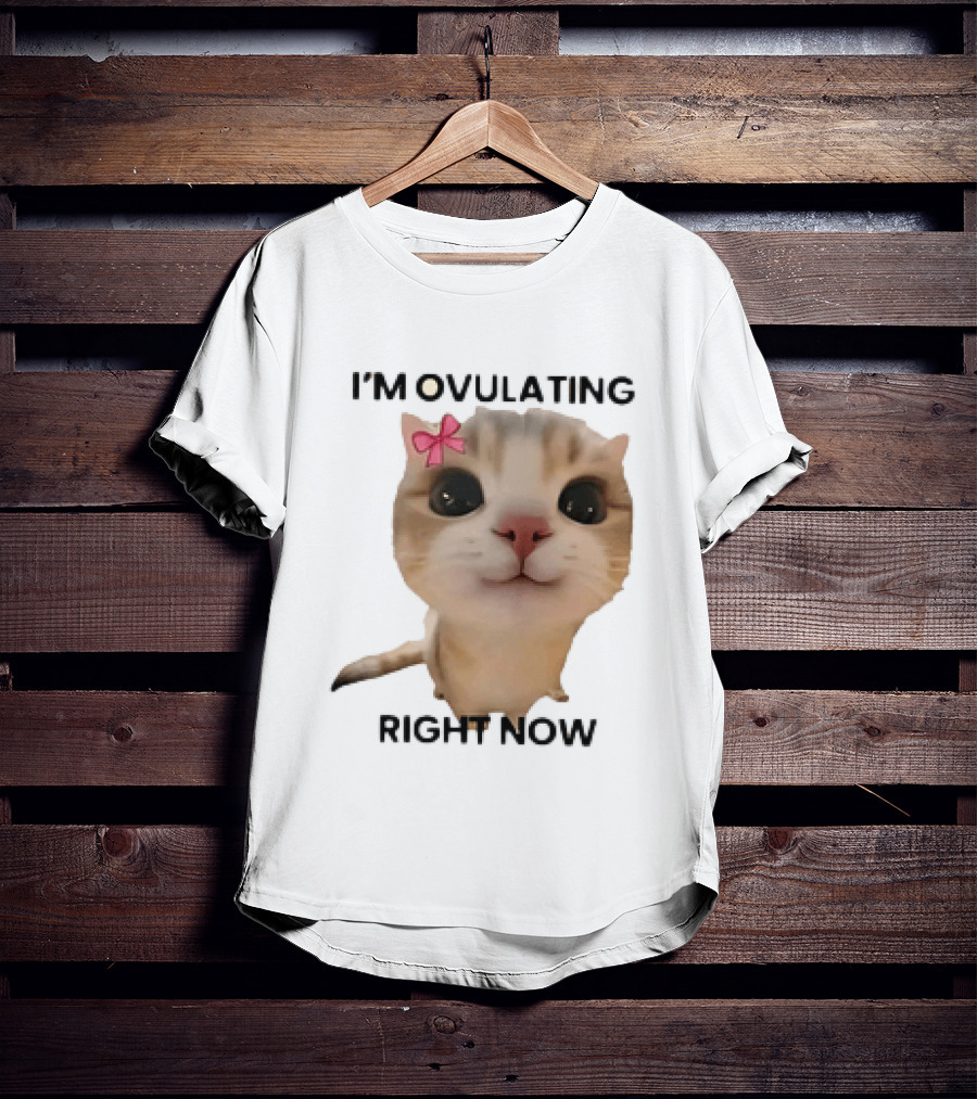 I'm Ovulating Right Now Cute Cat With Bow T-Shirt