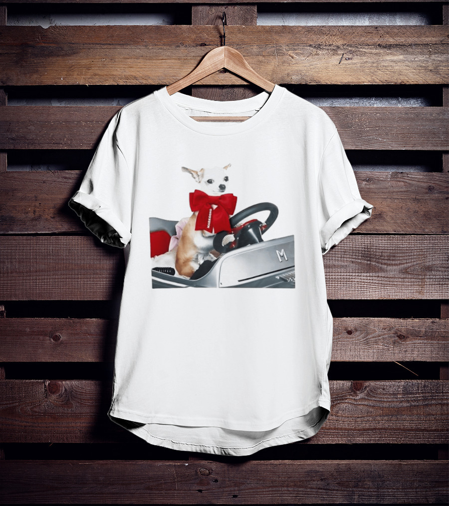 Chihuahua Puppy In Toy Car With Markgong Ribbon T-Shirt