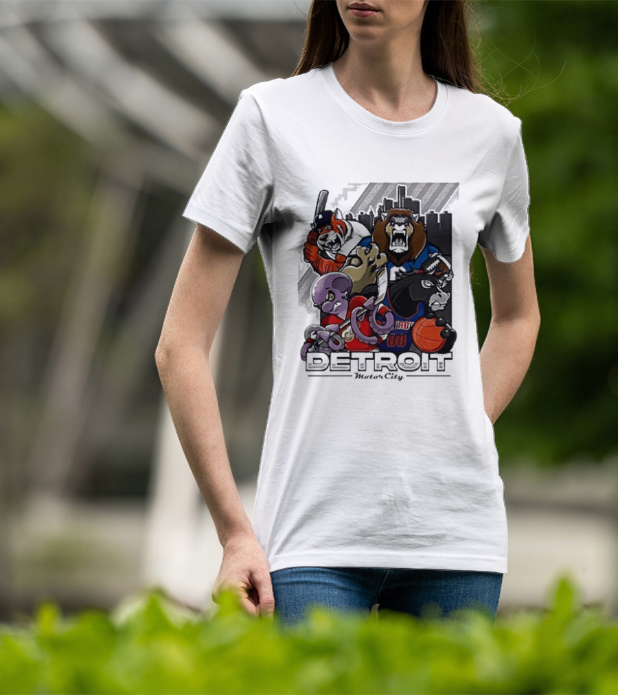 Motor City Detroit Tigers Lions Red Wings Pistons Athletic Sports Fan Gear T-Shirt