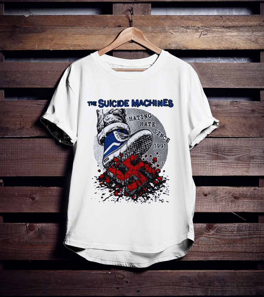 The Suicide Machines Hating Hate Since 1991 Vans Shoe Kicking Swastika T-Shirt