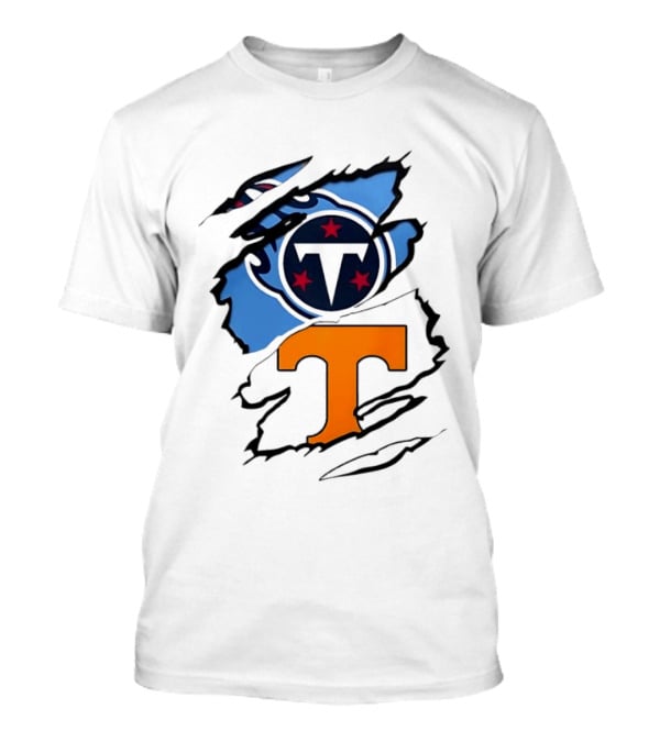 TN State Pride Torn Tennessee Titans Volunteers T-Shirt