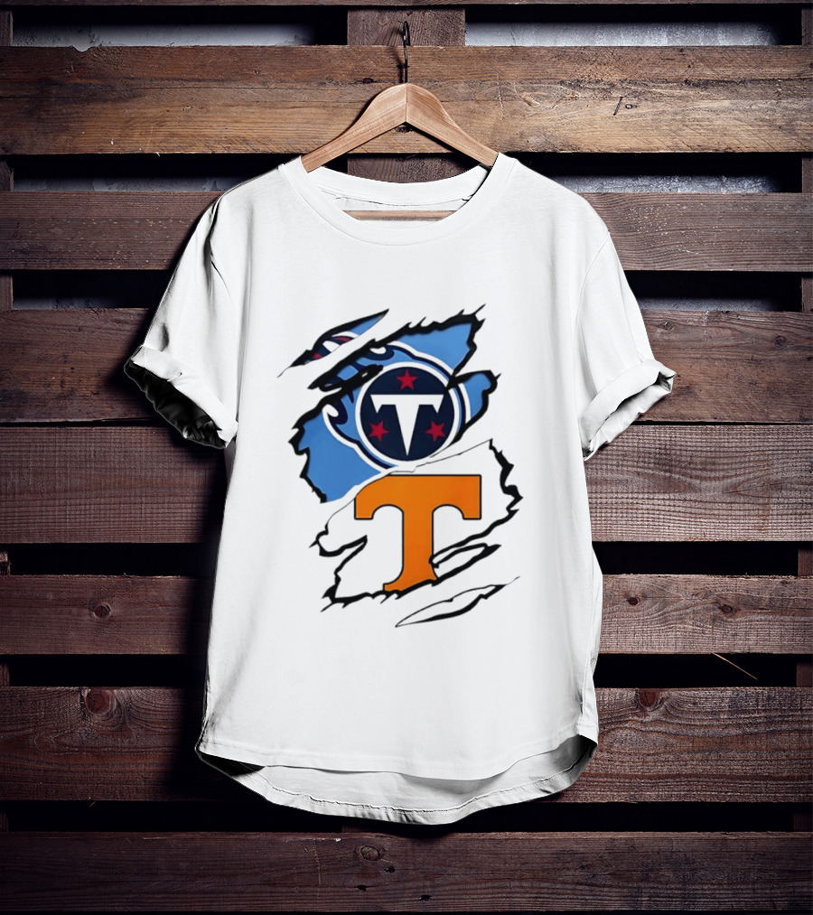 TN State Pride Torn Tennessee Titans Volunteers T-Shirt