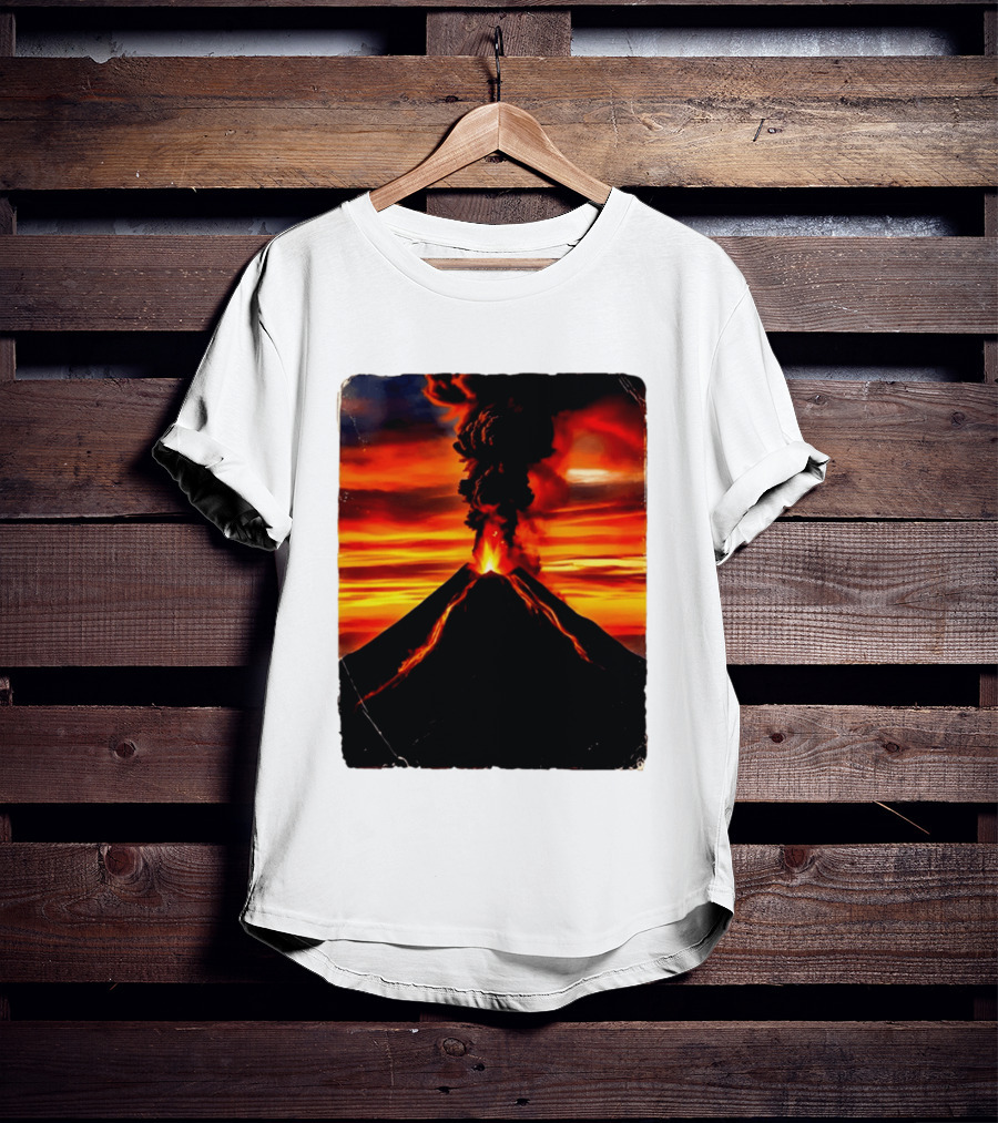 Volcanic Eruption Sunset Landscape Volcano Erupting At Dusk T-Shirt