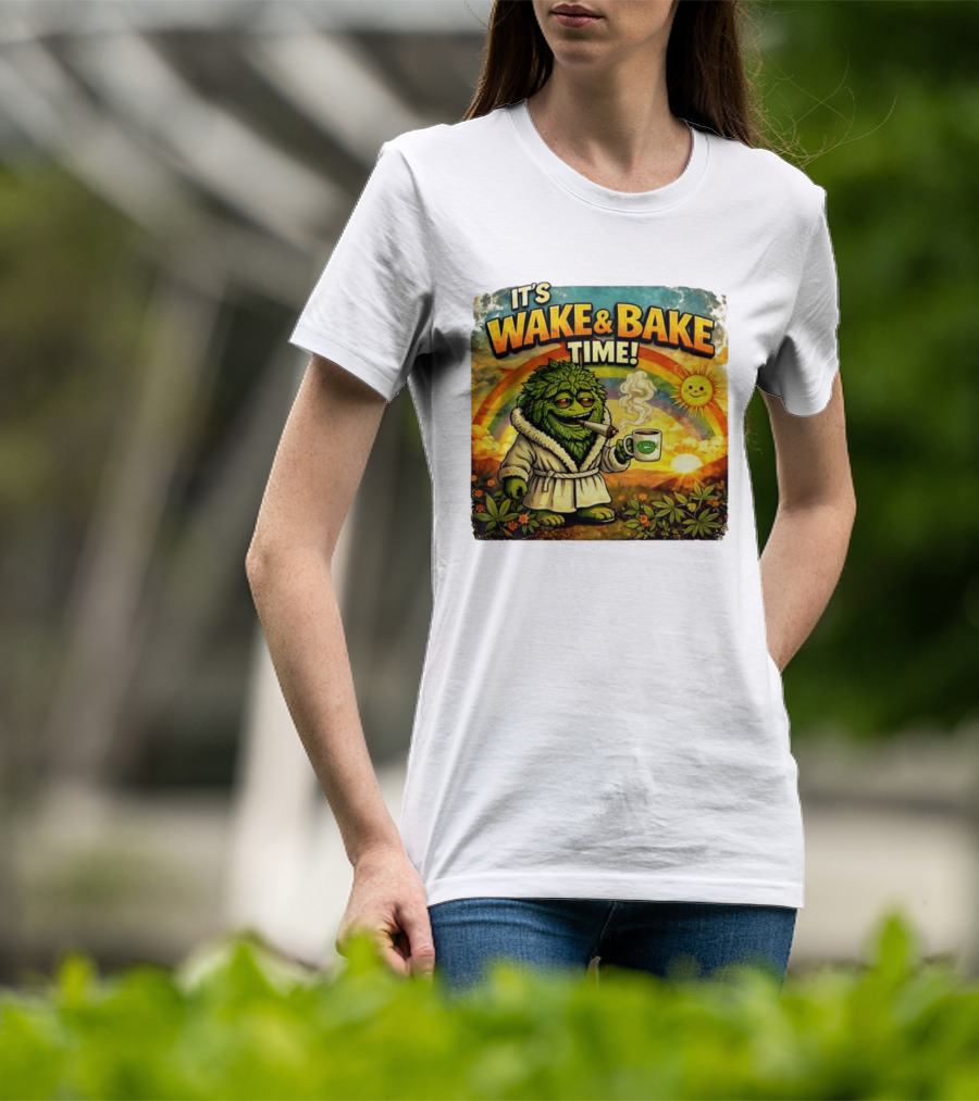 It's Wake And Bake Time Chief Greenbud Smoking Rainbow Sun Cannabis T-Shirt