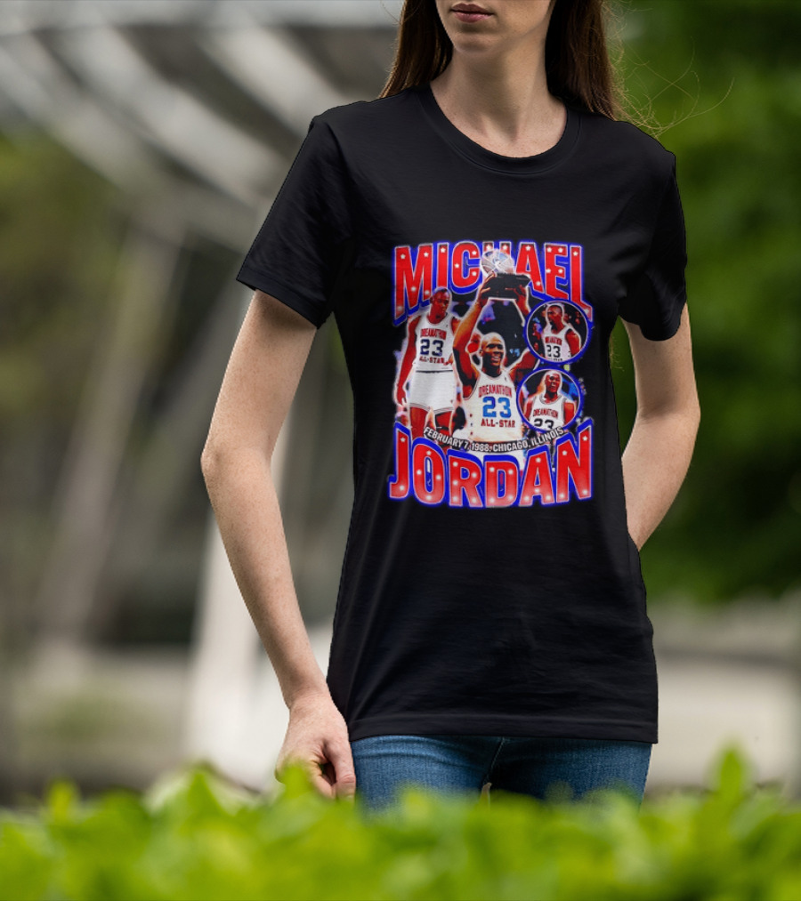 Michael Jordan February 7 1988 Chicago Illinois All Star Trophy Dream Team 23 T-Shirt
