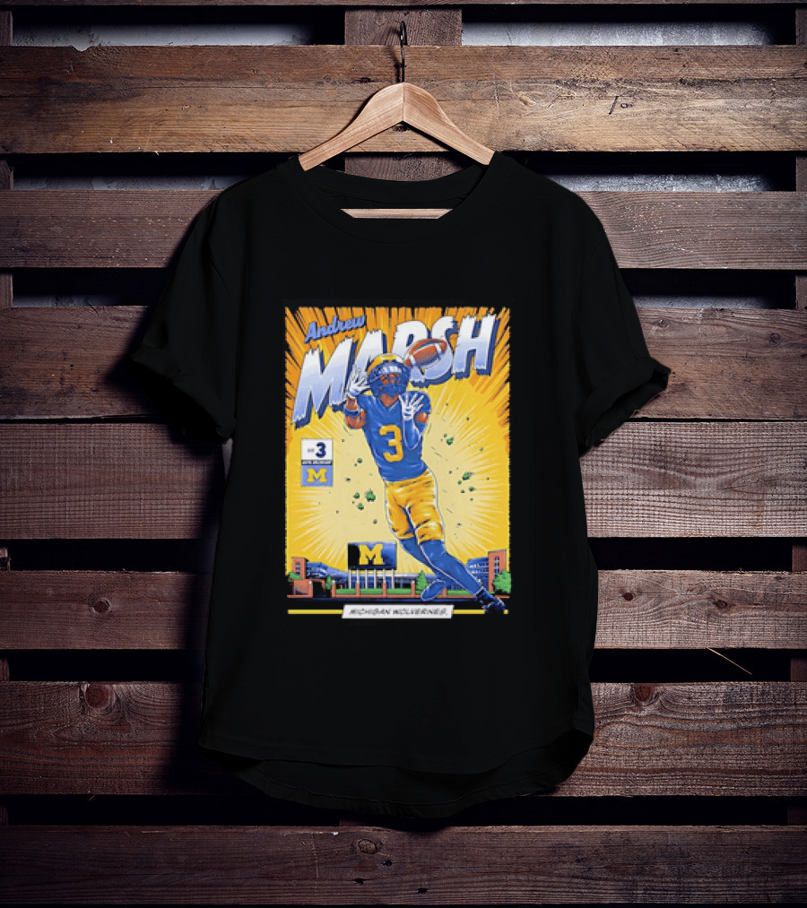Andrew Marsh Michigan Wolverines Football Player Number 3 Comic T-Shirt