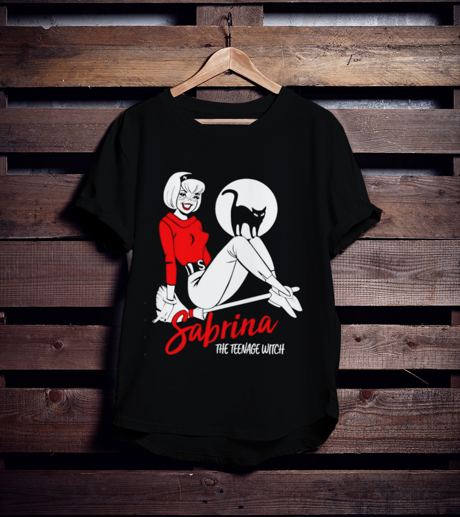 Sabrina The Teenage Witch Salem Cat Vintage Style Broomstick T-Shirt