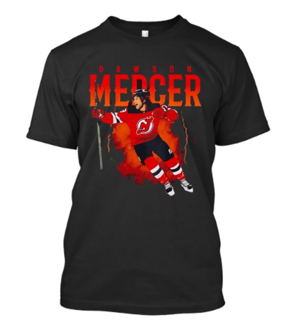 Dawson Mercer New Jersey Devils Celebration Hockey Player Image T-Shirt