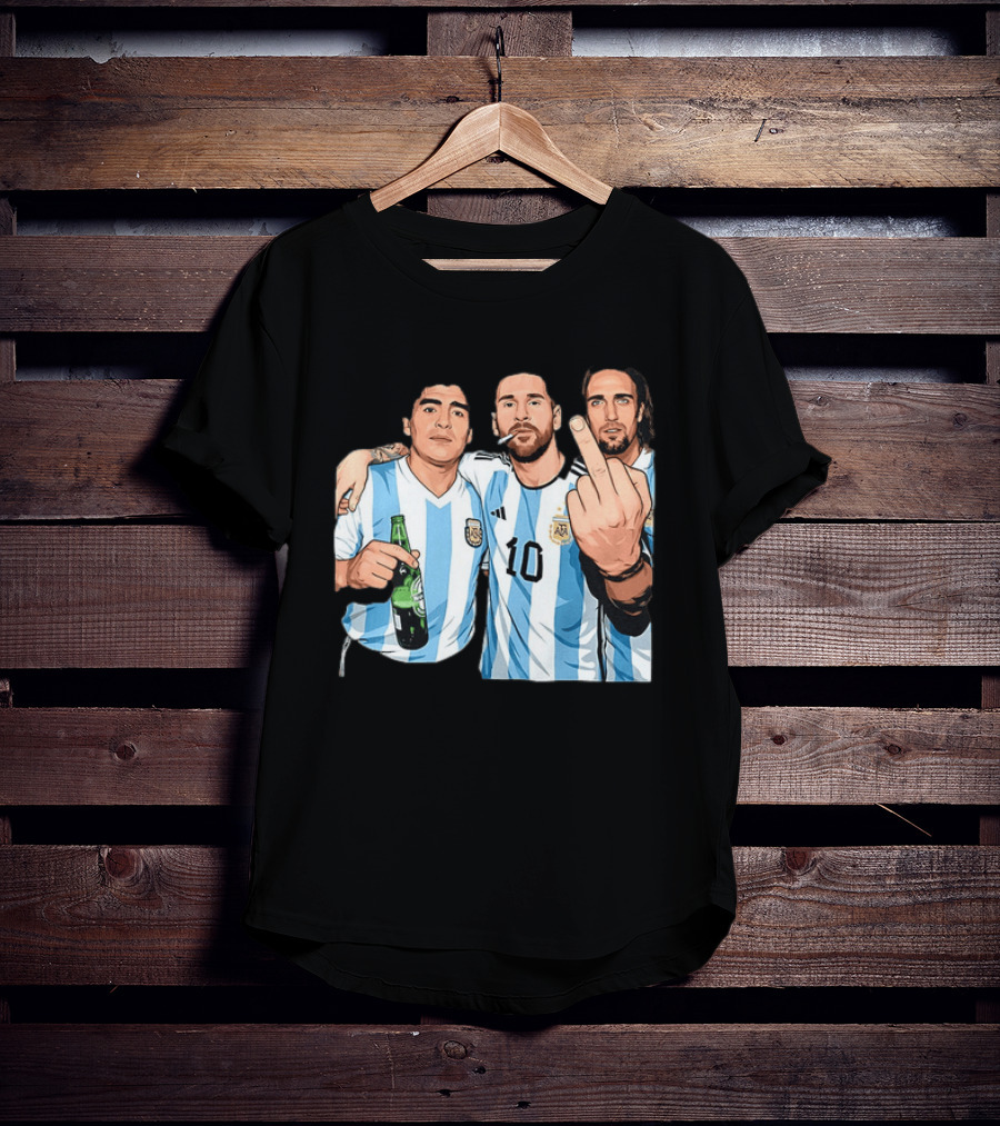 Messi Maradona Batistuta Argentina Football Legends T-Shirt