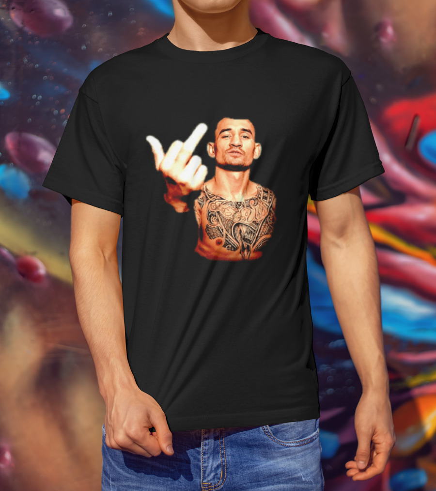 Max Holloway UFC Fighter Pose Middle Finger Tattoo T-Shirt