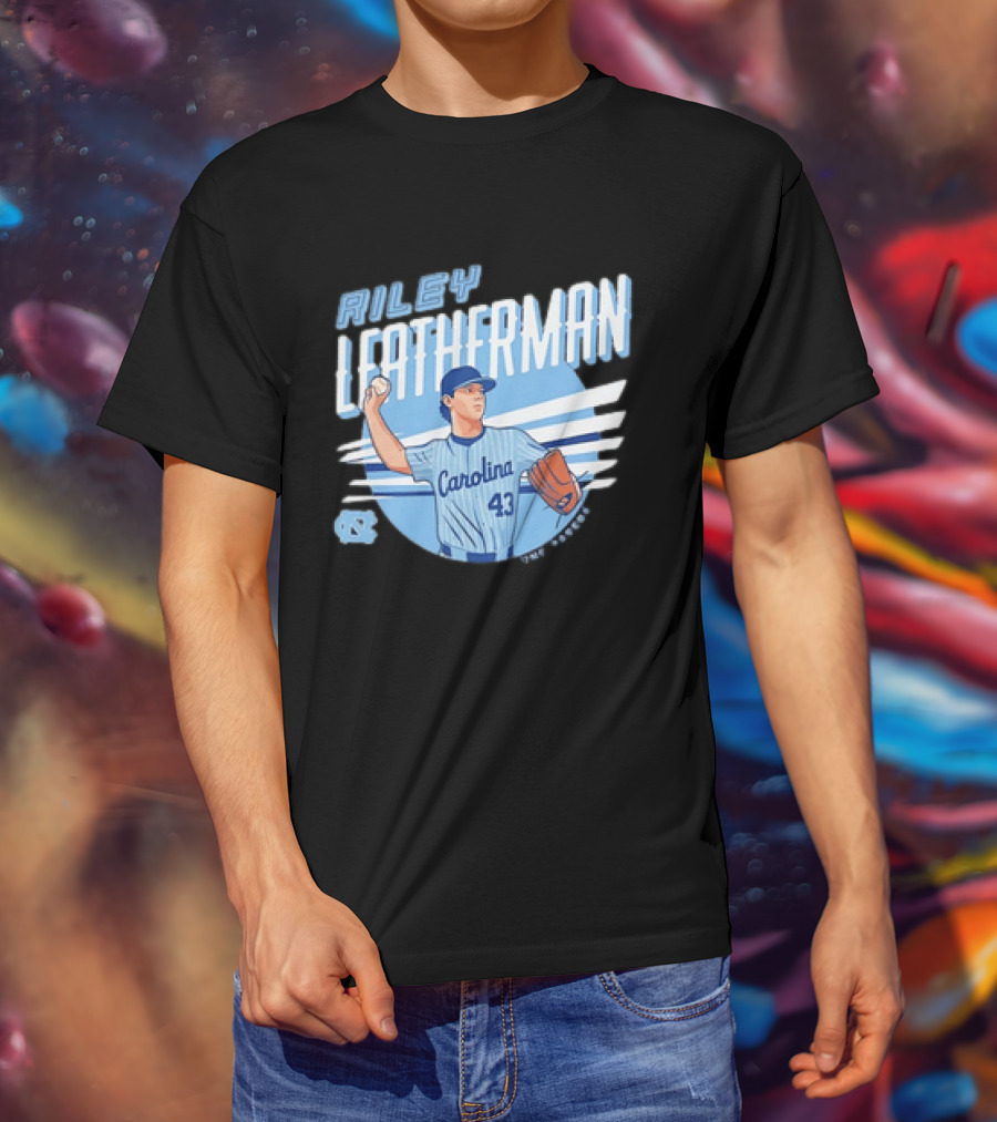 North Carolina Tar Heels Riley Leatherman Baseball Carolina 43 T-Shirt