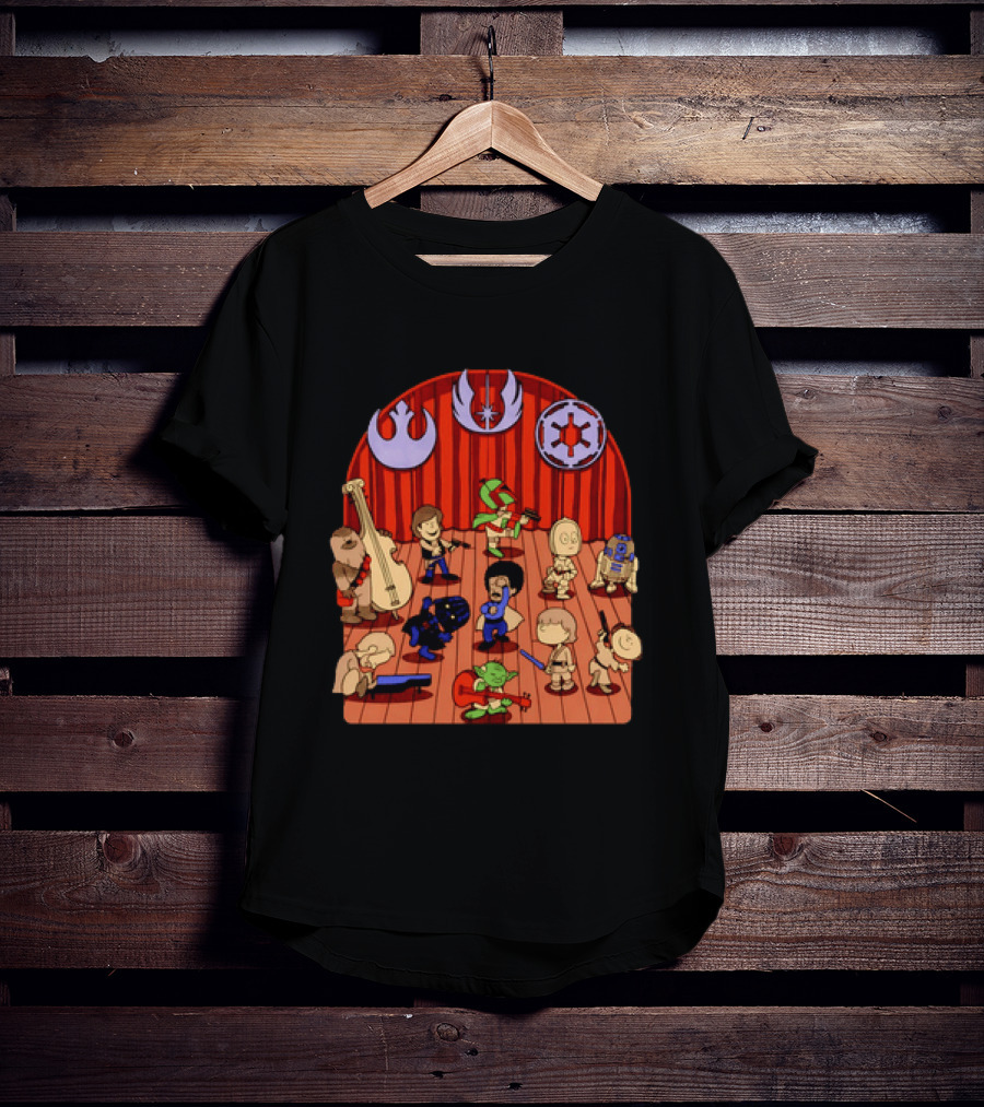 Star Wars Peanuts Characters Band With Iconic Symbols Mashup T-Shirt