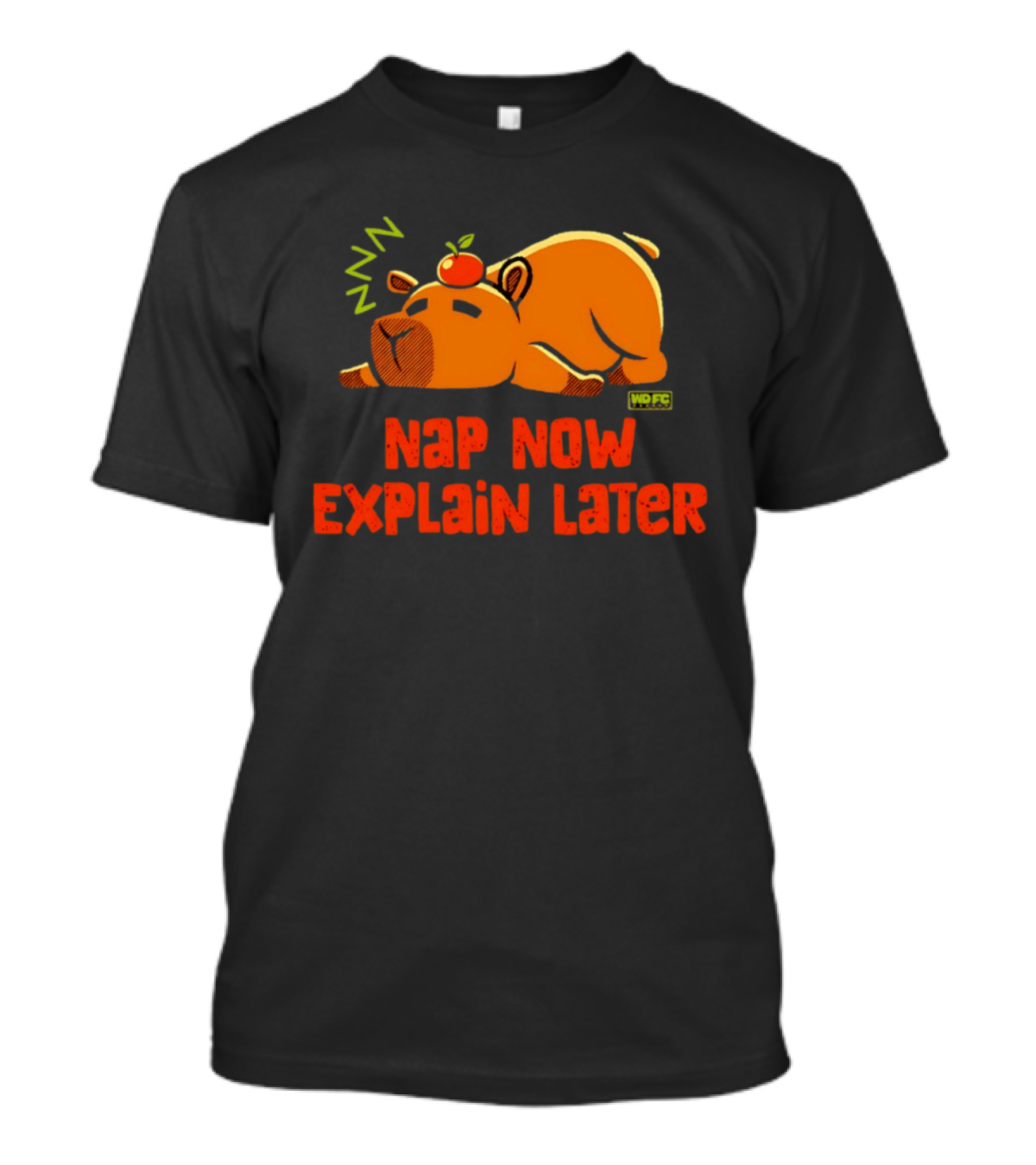 Nap Now Explain Later Cute Capybara With Orange ZZZ T-Shirt