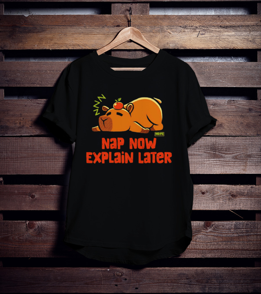 Nap Now Explain Later Cute Capybara With Orange ZZZ T-Shirt