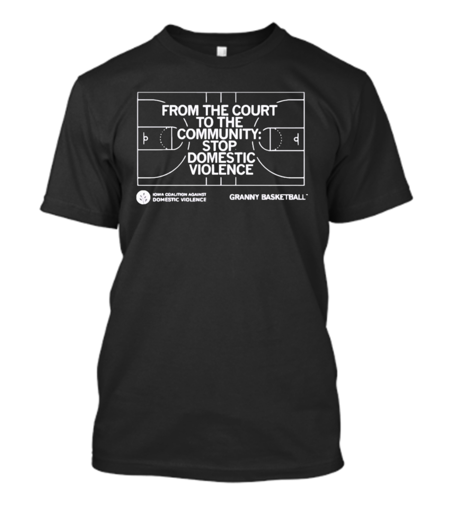 Iowa Coalition Against Domestic Violence From The Court To The Community Stop Domestic Violence Granny Basketball T-Shirt