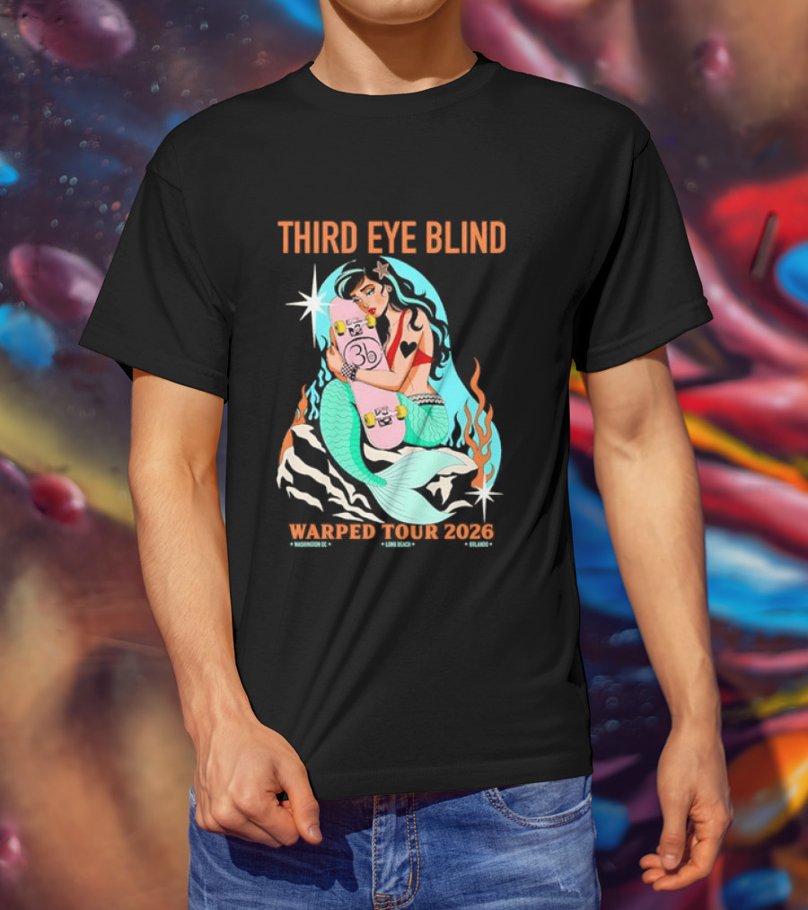 Third Eye Blind 2026 Warped Tour Mermaid Skater T-Shirt