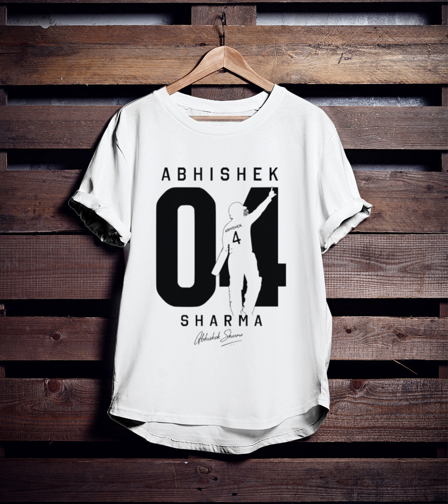 Abhishek Sharma 04 Indian Cricket Player Autograph T-Shirt
