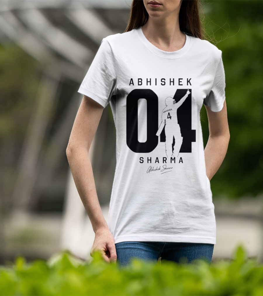 Abhishek Sharma 04 Indian Cricket Player Autograph T-Shirt
